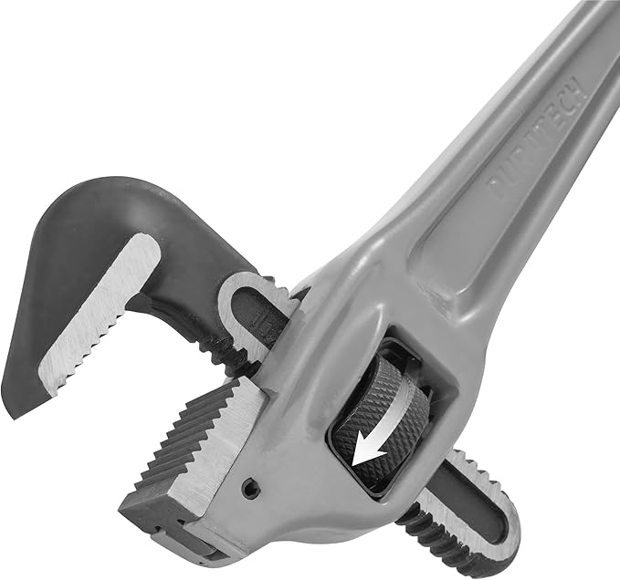 DURATECH 18-inch Heavy Duty Aluminum Offset Pipe Wrench, 2-1/2 ” Jaw Capacity, Adjustable Plumbing Wrench, Drop Forged, Exceed GGG standard