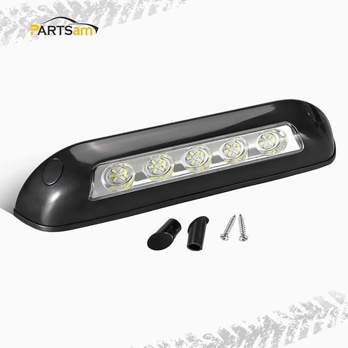Partsam 2Pcs 8” RV Porch Lights 12V IP67 Waterproof Utility Strip Lights Bar Surface Mount for Motorhome Caravan Camper Boat Marine Black Housing