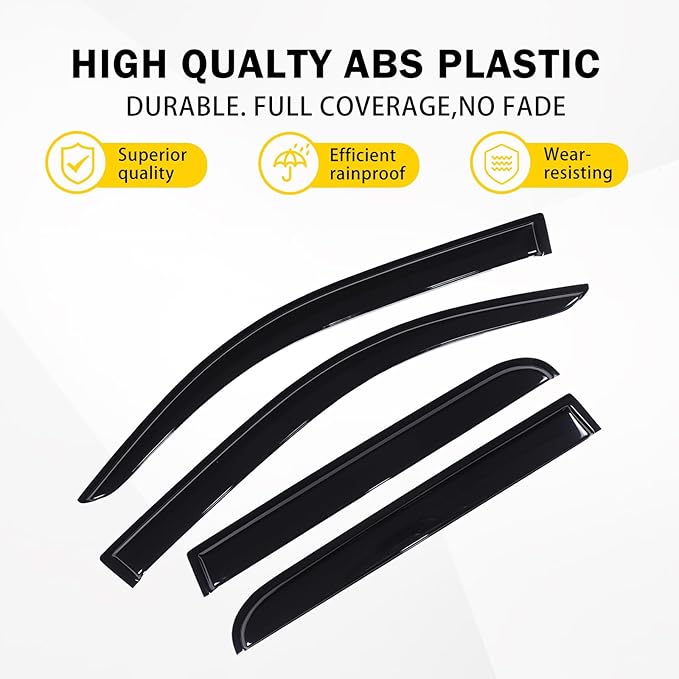 LLKUANG Side Window Visor Deflector Compatible with Toyota Tacoma 2024 2025,Rain Guards Guard Visor for Car Windows,Weather Shield Deflector Door Visor,4pc Window Shades (Black)