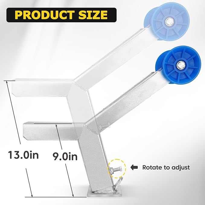 Boat Trailer Winch Post with Roller Compatible with 3" W X 4" H Boat Trailer Drawbar, Height Adjustable Boat Winch Mounts, Boat Trailer Winch Stand