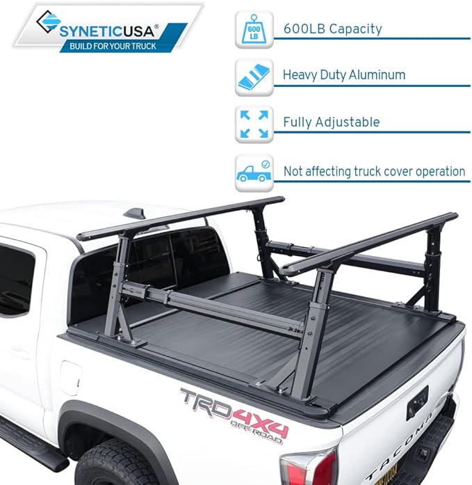 Syneticusa AR Automatic Retract Hard Tonneau Cover+R1 Rack Fits 2016-2026 Toyota Tacoma 5' Truck Bed Retractable