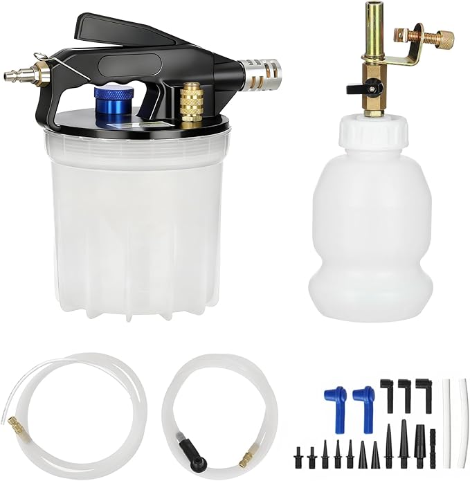 WNZ 2.1Qt Brake Bleeder Vacuum Pump Kit,Universal One Person Pneumatic Brake Fluid Bleeder Kit with 1Qt Refilling Bottle & 18pc Adapters for Automotive Bleeding