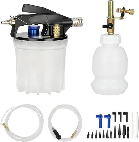 WNZ 2.1Qt Brake Bleeder Vacuum Pump Kit,Universal One Person Pneumatic Brake Fluid Bleeder Kit with 1Qt Refilling Bottle & 18pc Adapters for Automotive Bleeding
