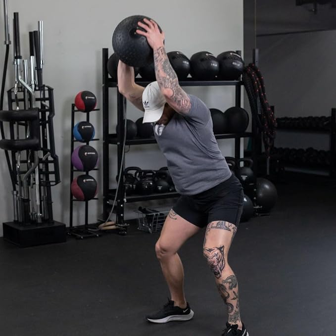 Titan Fitness Rubber Tread Slam Ball, Dead Bounce, Weight Workout - Throw, Catch, Slam, Twist