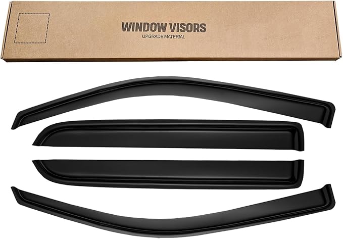 Window Rain Guards for 2009-2014 Ford F150 Crew Cab, Window Visor Guard Vent Wind Shade Deflector Shield Protector Sun for 2010-2014 Ford F-150 SVT Raptor SuperCrew Cab, Outside-Mount, 4pcs