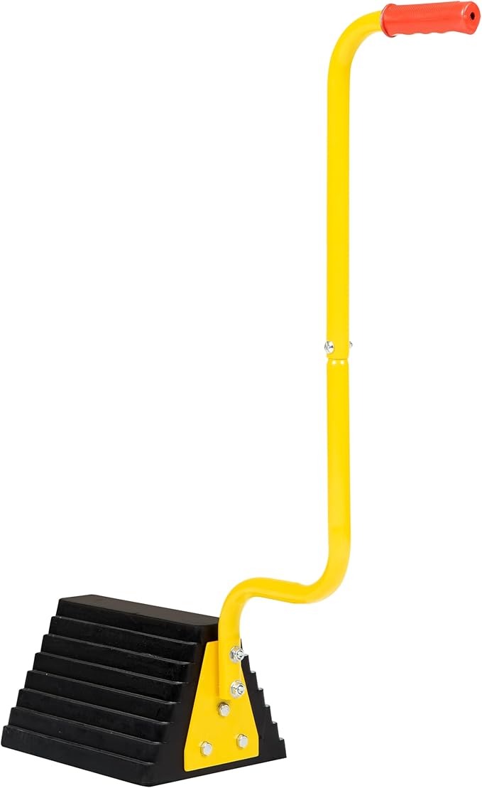 Vergo Industrial Extra Large Wheel Chock with Handle - Heavy Duty Molded Rubber XL Wheel Chock for Trucks, Trailers, RVs or Large Freight Equipment - Max Weight Capacity 20 Tons / 40,000 lbs
