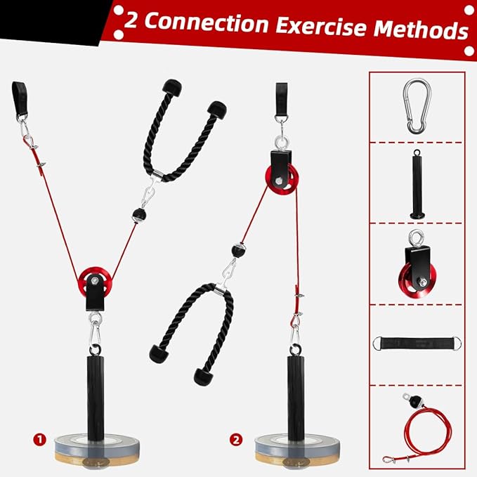 LAT and Lift Pulley System, Weight Cable Machine for Power Cage & Squat Rack, LAT Pulldown Attachments for Triceps Pull Down, Biceps Curl, Back & Forearm Workouts - Home Gym Equipment