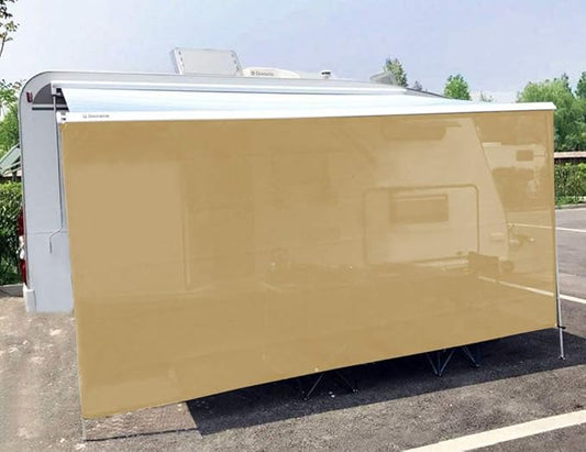 Tentproinc RV Awning Sun Shade Screen 7' X 12' 3'' (fit for 13' Awning) Mesh Sunshade for RV Awning Shadescreen Camper Trailer Awning Sunscreen Screenshade Block UV Glare - 3 Year Warranty (Beige)