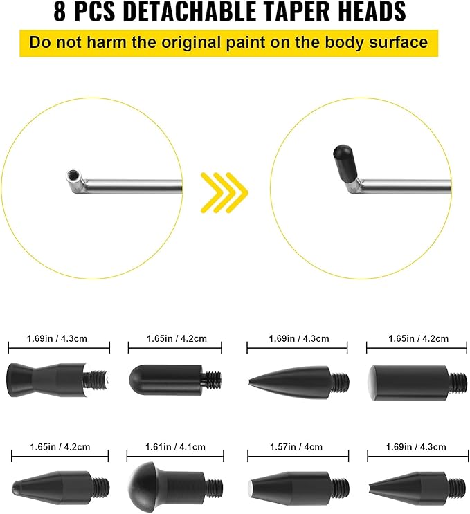 VEVOR Rods Dent Removal Kit, 13 Pcs Paintless Dent Repair Rods, Stainless Steel Dent Rods, Whale Tail Dent Repair Tools, Professional Hail Dent Removal Tool For Minor Dents, Door Dings And Hail Damage