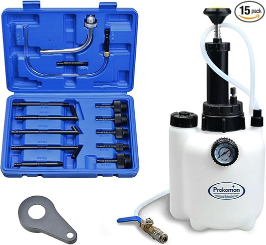 Prokomon 3 Liters Fluid Transfer Pump Tool with 13pcs ATF Adapters,Transmission Fluid Pump for Automotive Oil Filling Filler System,Manual ATF Fluid Transfer Pump for Oil