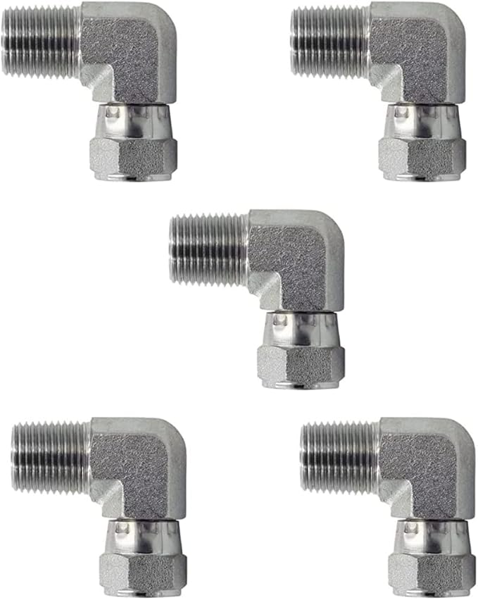 1-1/4" NPTF Male x 1-1/4" NPSM Female Swivel 90 Degree Elbow/Corner Hydraulic Pipe Fitting (5-PACK) | 1501-20-20