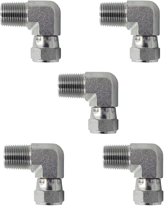 1-1/4" NPTF Male x 1-1/4" NPSM Female Swivel 90 Degree Elbow/Corner Hydraulic Pipe Fitting (5-PACK) | 1501-20-20