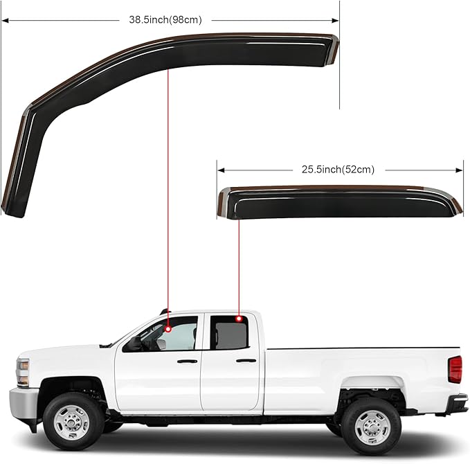 Nilight in Channel Rain Guards for Dodge RAM 1500 2019 2020 2021 2022 2023 2024 Quad Cab Original Window Deflectors, Vent Window Visors-4PCS