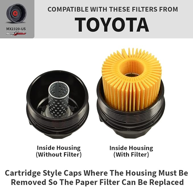 Motivx Tools Oil Filter Wrench for Toyota Camry, Tundra, Tacoma, 4Runner, RAV4 and More - 64mm 14 Flute Precision CNC Machined Aluminum Oil Filter Removal Tool