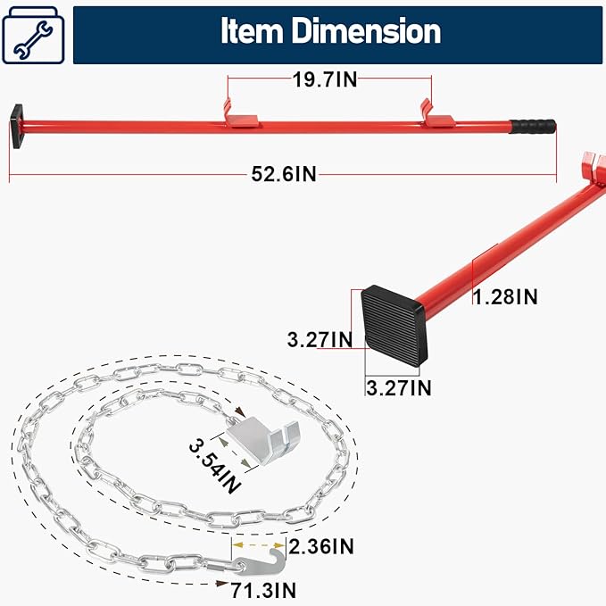 77175 Pulling Stick Tool for Car Repair (52" Long), Auto Body Puller Alignment Bar for Aligning Bumpers, Panels, Hoods, Decks and Brackets Pull Stick XL