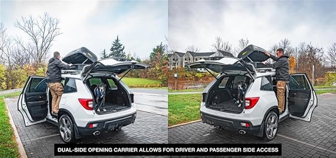JEGS Rooftop Cargo Carrier for Car Storage - Small Roof Rack Cargo Carrier - Heavy Duty Weatherproof Storage - Made in USA - 10 Cubic Ft - 110 Lb Capacity - Zero Tool Easy Assembly - Aero Design