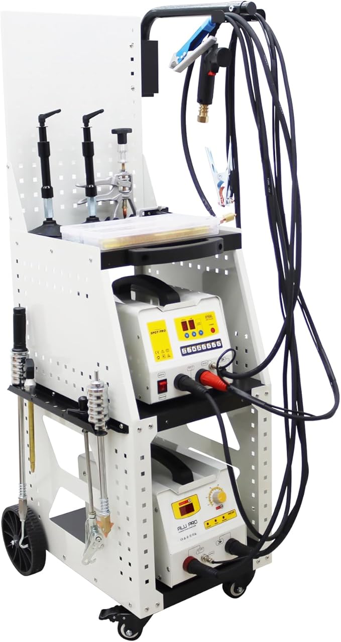 Aluminum and Steel Dent Pulling Machine Stud Welder Dent Repair Kit Spot Welder Machine for Car Truck Motorcycle with Professional Tool Cart 220V