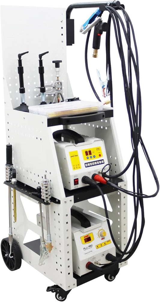 Aluminum and Steel Dent Pulling Machine Stud Welder Dent Repair Kit Spot Welder Machine for Car Truck Motorcycle with Professional Tool Cart 220V