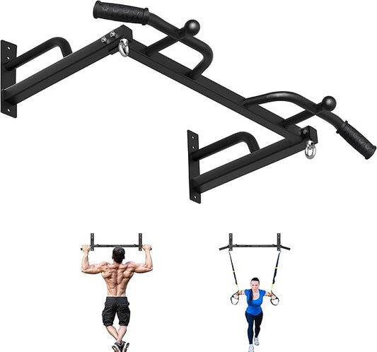 Wall Mounted Pull Up Bar, Heavy Duty Chin Up Bar, Multi Grip PullUp Bar for Garage, Basement, Wall Mount - Multifunctional Fitness Bar,Supports up to 800 Lbs