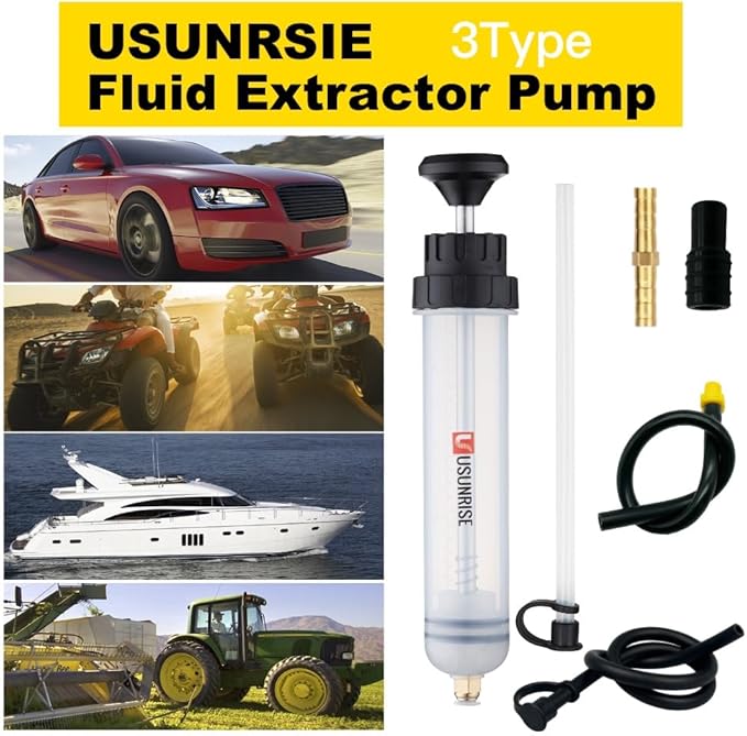 Automotive Fluid Extractor Pump,Oil Change Syringe with Long Hose,Syringe Style Pump for Power Steering Transmission Gear Oil & Brake Fluid Changes, Hand Vacuum Pump 200CC/200ML-3 ProType