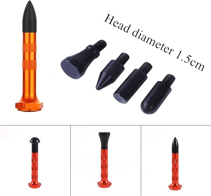 LadyRosian 28PCS Paintless Dent Removal Rods Stainless Steel Kit with Rubber Replaceable Heads Tool for Car Auto Body Dents Hail Damage Removal