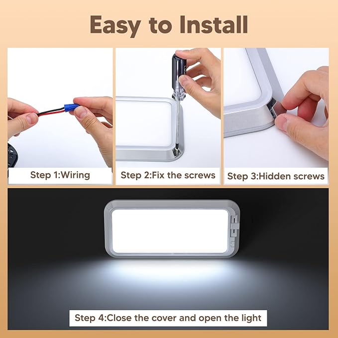 BlueFire 700LM Dimmable Sliding Brightness RV Ceiling Dome Lights, 7W DC10-30V Super Bright RV Interior LED Lights for RVs, Campers, Motorhomes, Trailers (3 Color Tem- 4PCS)