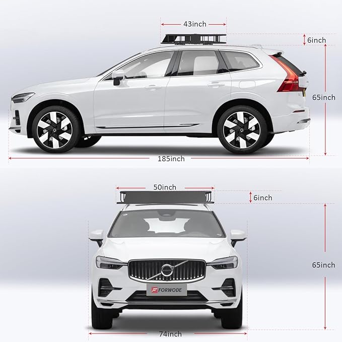 FORWODE 250 LBS. Roof Rack Carrier with Cargo Net, 43" x 50" x 6" Universal Rooftop Cargo Carrier Basket for Car, SUV or Truck