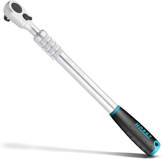 HAZET Hiper Fine-Tooth Reversible Ratchet 916HPLG I 12.5 Mm (1/2 Inch) Square Drive, Small Operating Angle (4 Degrees), With Ball Lock I Extra Long Version, Infinitely Extendable
