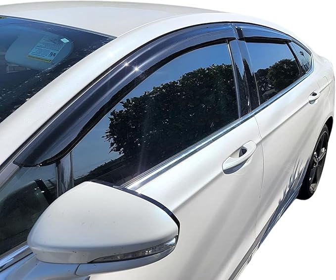 2013-2020 Tape-On Rain Guards for Ford Fusion Side Window Visor Deflectors S SE SEL Titanium Hybrid Durable Tinted Shades 2014 2015 2016 2017 2018 2019