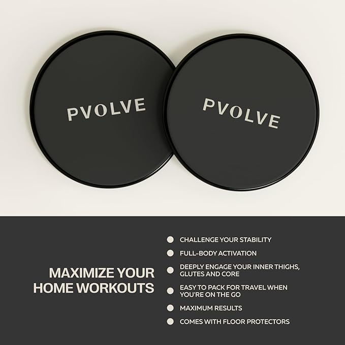 PVOLVE Gliding Discs for Home Workouts Exercise and Fitness Equipment to Use on Carpet Wood and Floor to Sculpt Your Core - Strengthen Legs While Lifting and Tightening The Butt