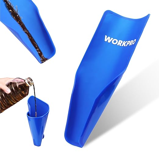 WORKPRO Flexible Oil Funnel for Automotive Use, Foldable Oil Drain Tool for Quick and Clean Oil Changes, Featuring a Thicker Silica Gel for Durability and Maintains Shape