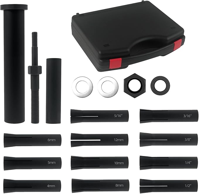 in-Line Dowel Pin Puller Master Set, Efficient Dowel Pin Puller Tool Includes Both SAE and Metric Collets, Reducing Work and Potential Hand Injuries