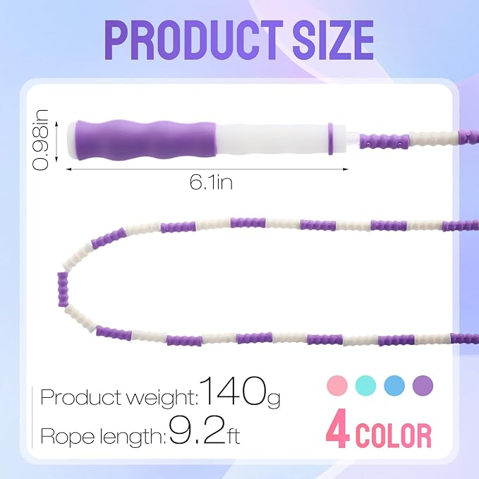 Yunsailing 20 Pack Jump Ropes for Adults Kids, 9.2 Feet Adjustable Length Free Segmented Skipping Rope Bulk Soft Beaded Jumping Ropes for Women Men Exercise Training Workout Weight Loss