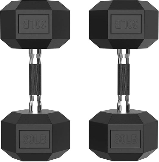 PAPABABE HEX Dumbbell Set 2.5-125lb, Rubber Encased Home Gym Dumbbells, Exercise & Fitness Weights Dumbbells for Women & Men, Hand Weight for Strength Training