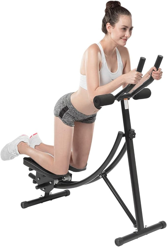 Abdominal Crunch Coaster, Height Adjustable Ab Trainer Abdominal Whole with LCD Monitor & Six Silent Rollers, Body Workout Machine for Home, Companies, Gyms