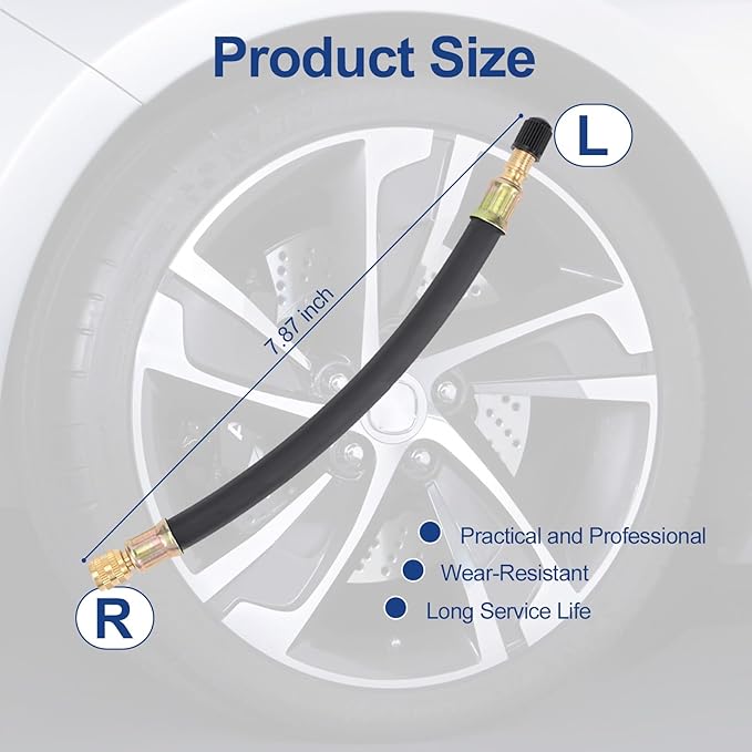 2pcs Tire Rubber Valve Extension Tube Extender, Valve Stem Extender Tire Inflation Extension Hose Tire Valve Extension Tool for Car Tire Motorcycle Bicycle RV Inflatable Extension Nozzle