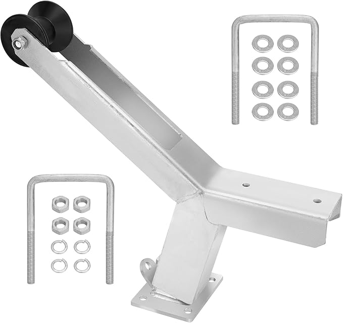 Boat Trailer Winch Post with Trailer Roller Compatible with 3" W X 4" H Trailer Tongue Winch Stands, Height Adjustable Boat Winch Mounts, Galvanized Steel
