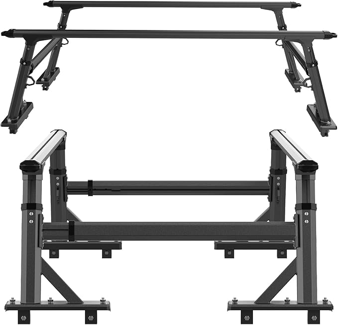 Truck Ladder Rack, Adjustable Height Aluminum Extendable Cargo Rack Cross Bars Truck Bed Rack for Full Size & Mid Size Pickup Trucks,Ford F-Series,Tacoma,Tundra,Gladiator JT,Silverado,GMC Sierra,Titan