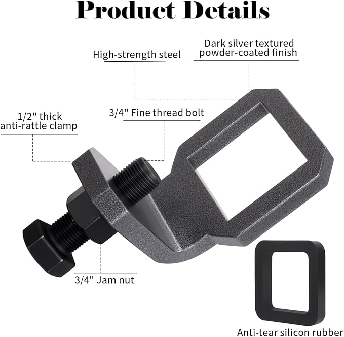 2" Anti Rattle Hitch Clamp, Hitch Tightener with 2 Silencer Pads Trailer Hitch Anti Rattle Device, Heavy Duty Hitch Stabilizer for 2 Inch Hitches