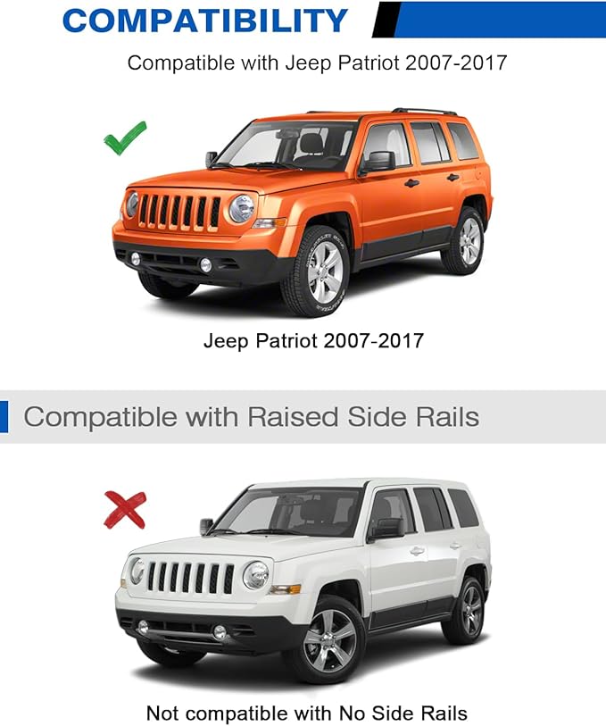 300lbs Lockable Roof Rack Cross Bars Compatible with Jeep Patriot 2007-2017,Heavy Duty Aluminum Roof Rails Crossbars Cargo Canoe Black Rooftop Cargo.