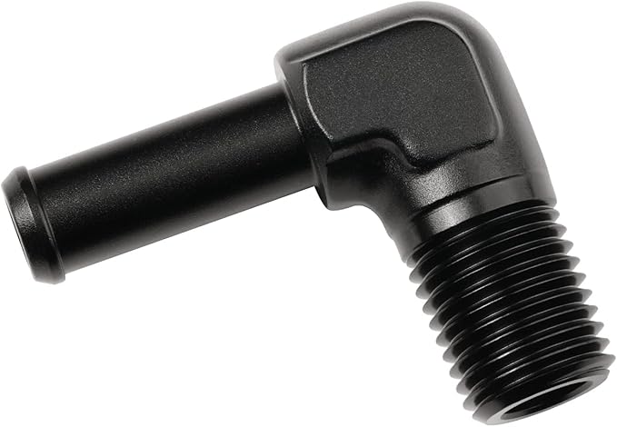1/4 NPT Male to 3/8" Hose Barb Fitting Adapter 90 Degree Elbow Aluminum Black