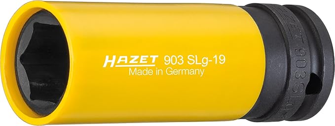 HAZET Impact and Machine Wrench Socket 903SLG-19 I Drive: 1/2 Inch I Width Across Flats: 19mm/0.75 Inches I For Gentle Wheel Mounting and Demounting