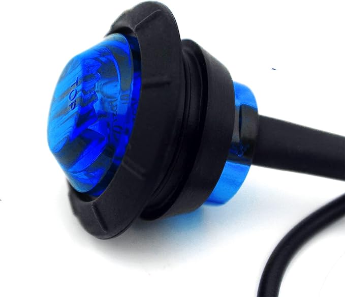 KEING 10 Pack Sealed Waterproof Mini Round 3/4 Inch Blue LED Marker lights Signal Light 12V for Trailer Truck Bus Pickup Van ATV RV Lorry Caravan, 5 Years Warranty