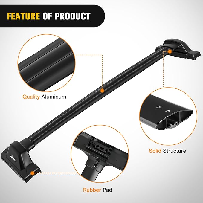 Nilight Roof Rack Cross Bars Fit for Honda CRV 2007 2008 2009 2010 2011 with Fixed Point, Adjustable Aluminum Car Crossbars with Rubber Pad for Cargo Carrier Luggage Bike Kayak Rooftop Tent Snowboard