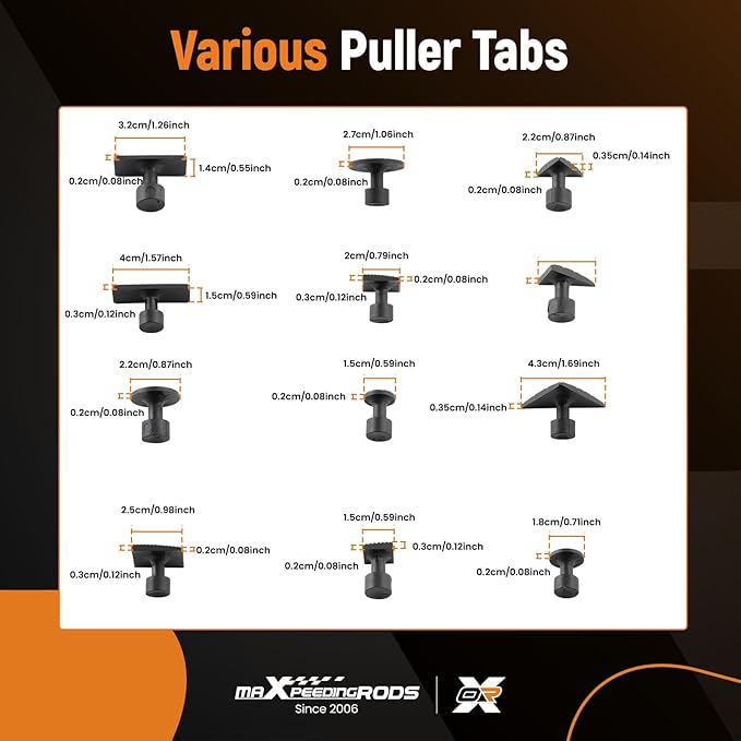 maXpeedingrods Car Dent Puller Kit, Auto Body Dent Repair Kit for Dent Removal, Slide Hammer T-bar Dent Puller with 24 PC Puller Tabs, for Car Refrigerator Metal Surface Dent Remover, 31 PCS