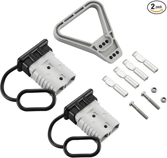 2 Pcs 2 Gauge 175 Amp Battery Quick Connect/Disconnect with Handle, Jumper Cable Plug Connector Kit for Recovery Winch, Towing Systems(Grey)