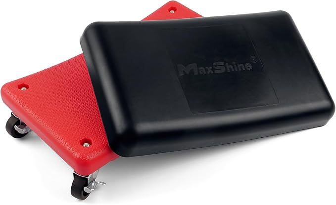Maxshine Detailing Mini Creeper with Cushion | Mobile Rolling Utility Creeper Seat for Mechanics & Car Detailers | Comfortable Low Profile Seat for Car Cleaning, Polishing, Coating & Waxing
