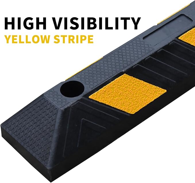4PACK BESEA Curb Parking Stoppers for Garage Bumpers Parking car - 20.8" Length 3.5" High Heavy Duty Rubber Wheel Stopper for Vehicles Truck Driveway Help Your Cars Parking Stop Perfectly