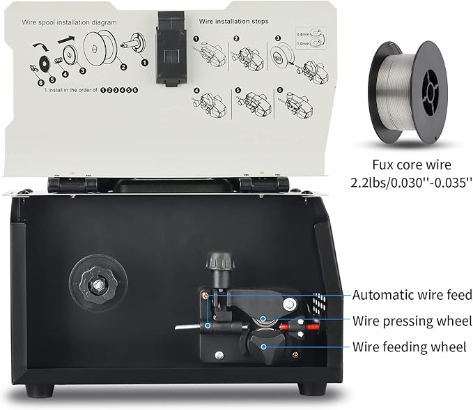 AZZUNO MIG Welder,Flux Core Welder Machine 110V 130Amp, Gasless MIG Welding Machine IGBT Inverter Welder Portable Wire Feed Welder (110V)