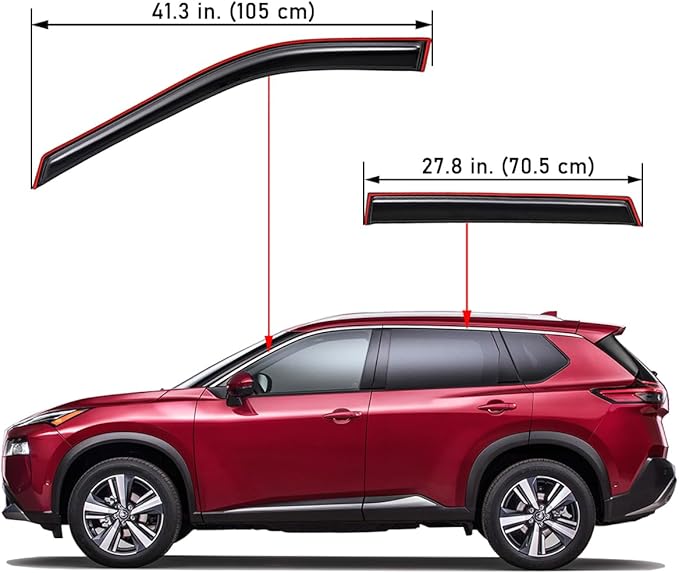 Lightronic Extra Durable Clip-on in-Channel Auto Vent Window Visor, Fit 2021-2025 Nissan Rogue (EXCLUDES Rogue Sport), UV Protection Rain Guard, Original Wind Deflector No-Drill Install, Smoke, 4Pcs